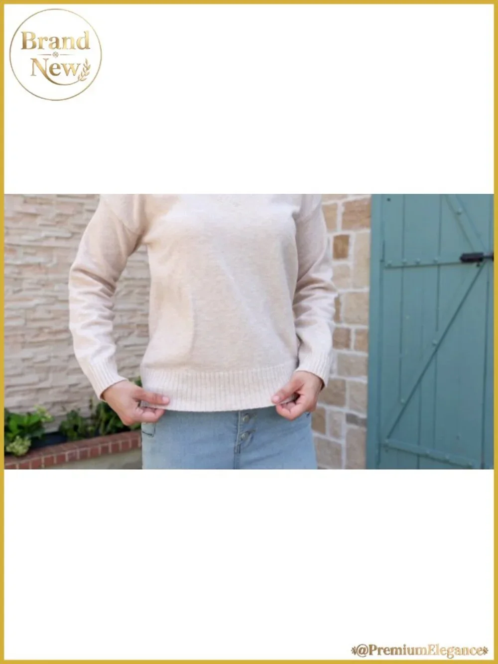 Womens V-Neck Crop Sweater Long Sleeve Lightweight Knit Pullover Fall Casual Top